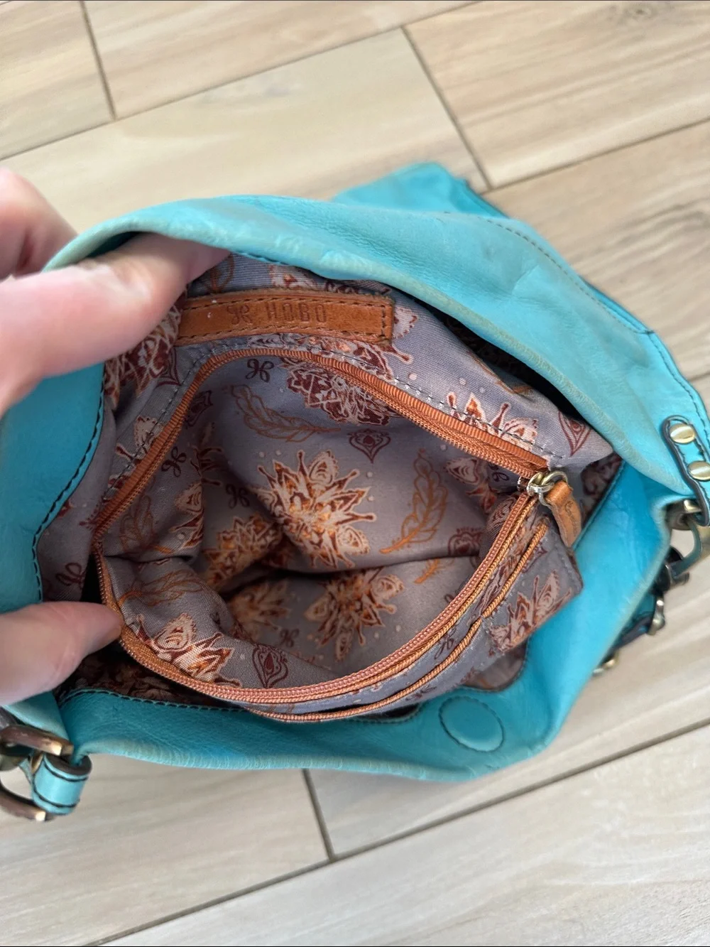 HOBO Turquoise Leather Crossbody Shoulder Bag